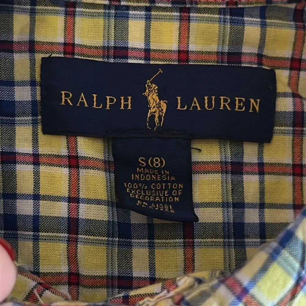 Ralph Lauren Boys Yellow & Blue Long Sleeve Button Down Shirt